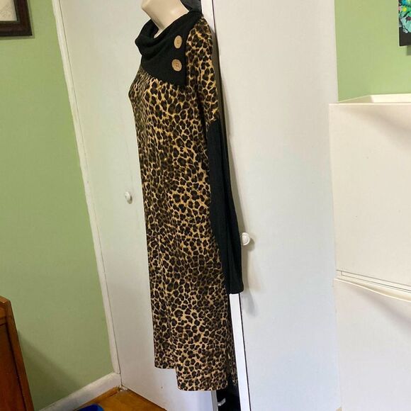 CHEETAH LEOPARD Print Sweater Dress by Robert Louis NEW Womens Medium - Picture 5 of 16